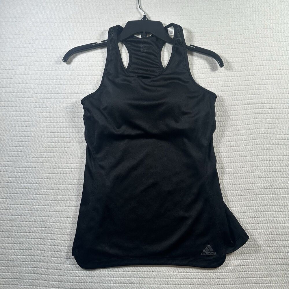 Adidas Climalite Running Tank Top Womens Small Black Built In Bra Racerback